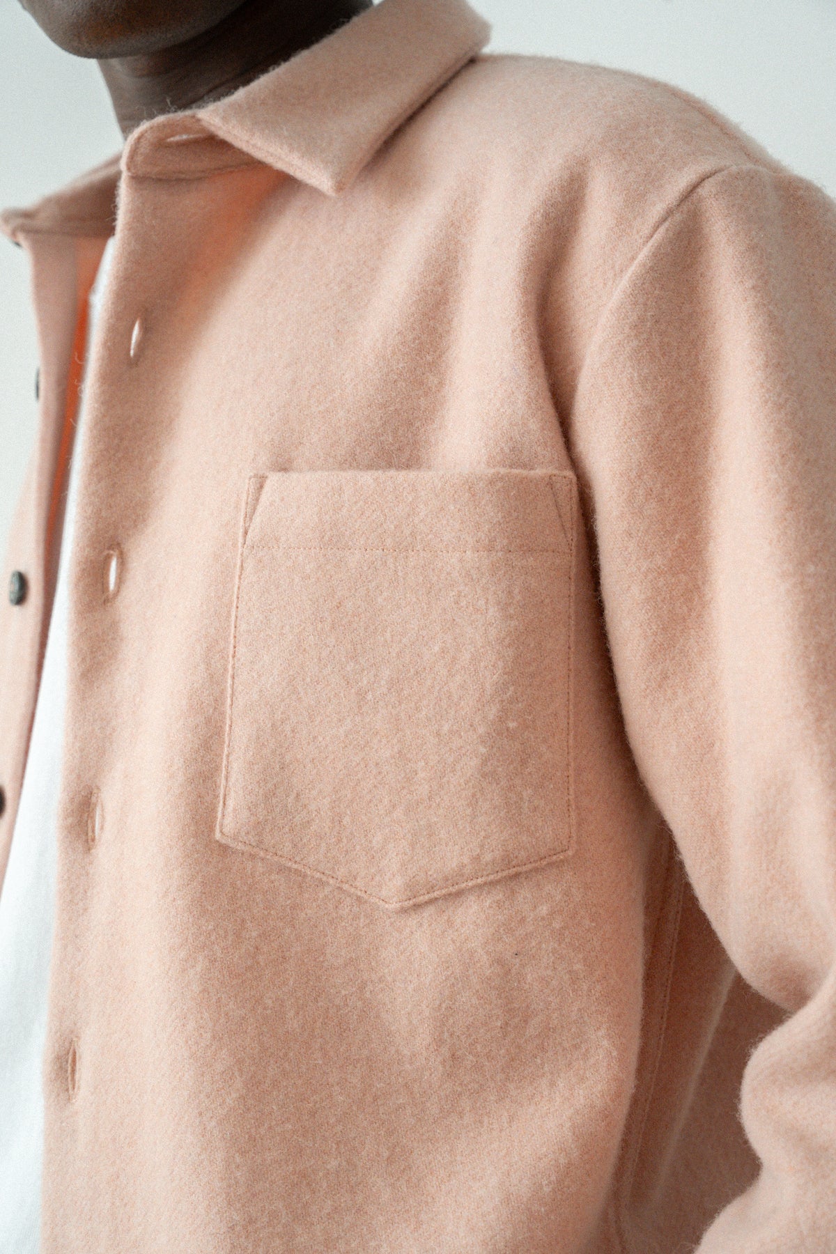 Surchemise epure en laine rose pale