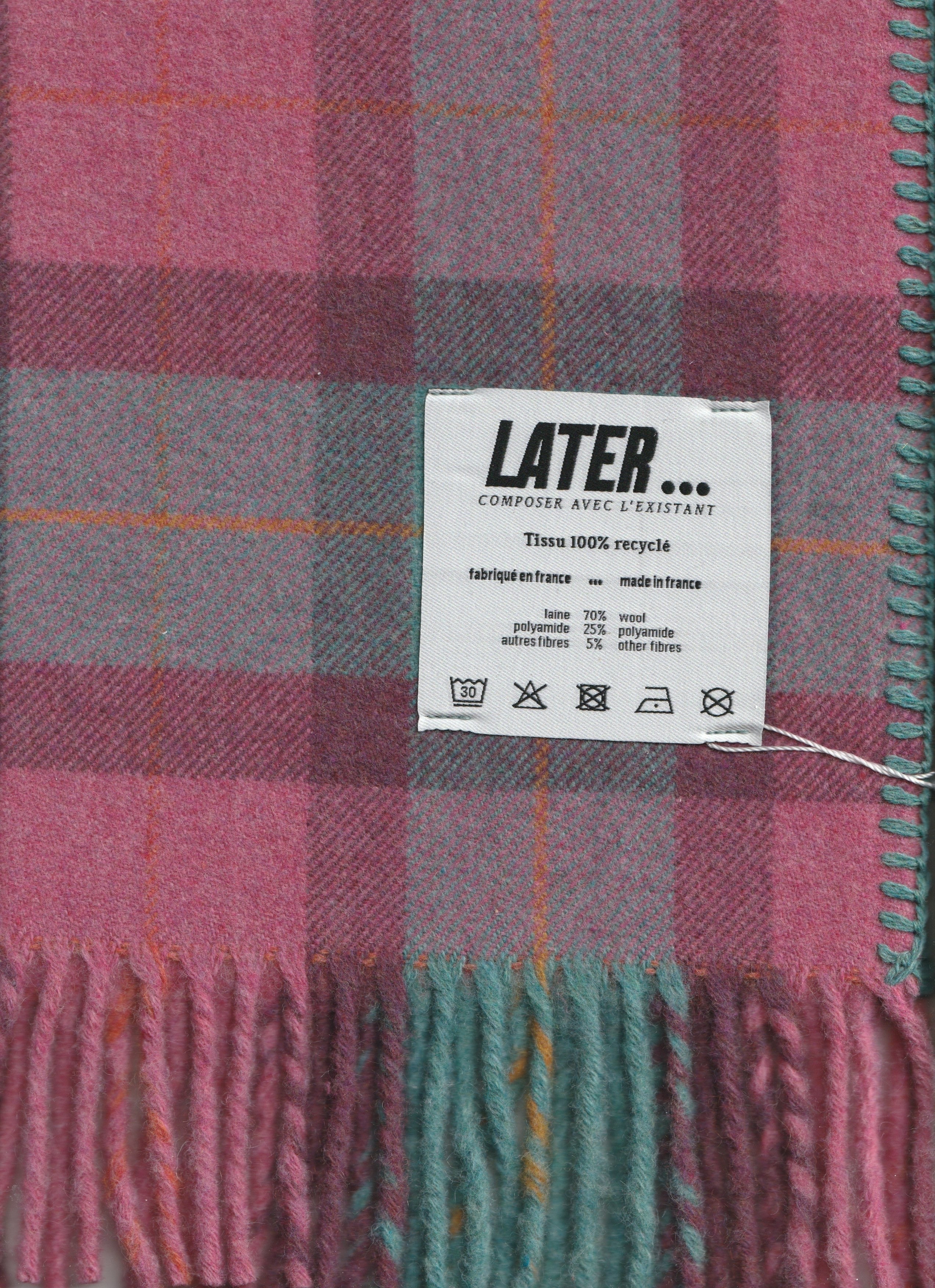 Echarpe tartan rose bleu