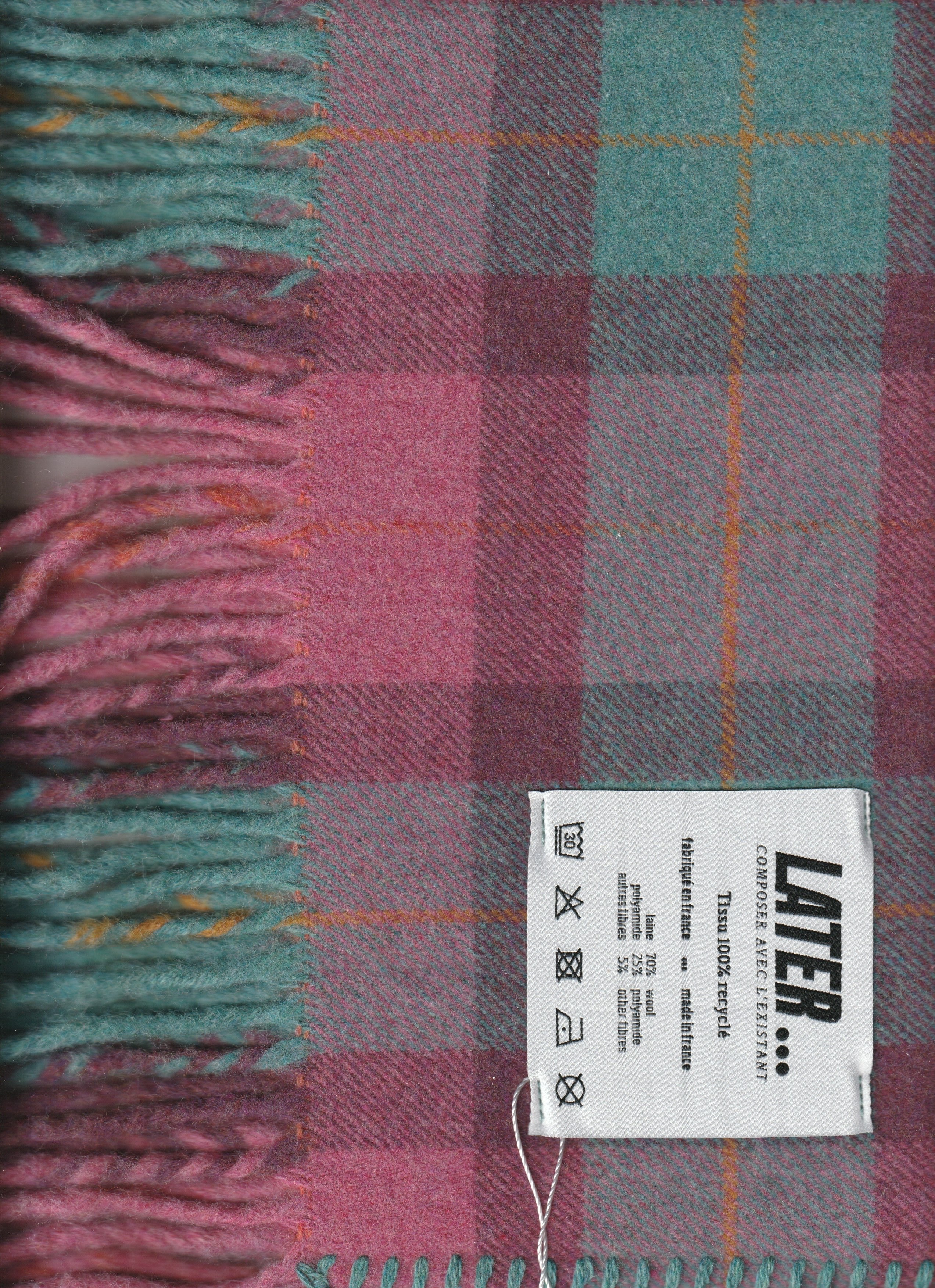 Echarpe tartan rose bleu