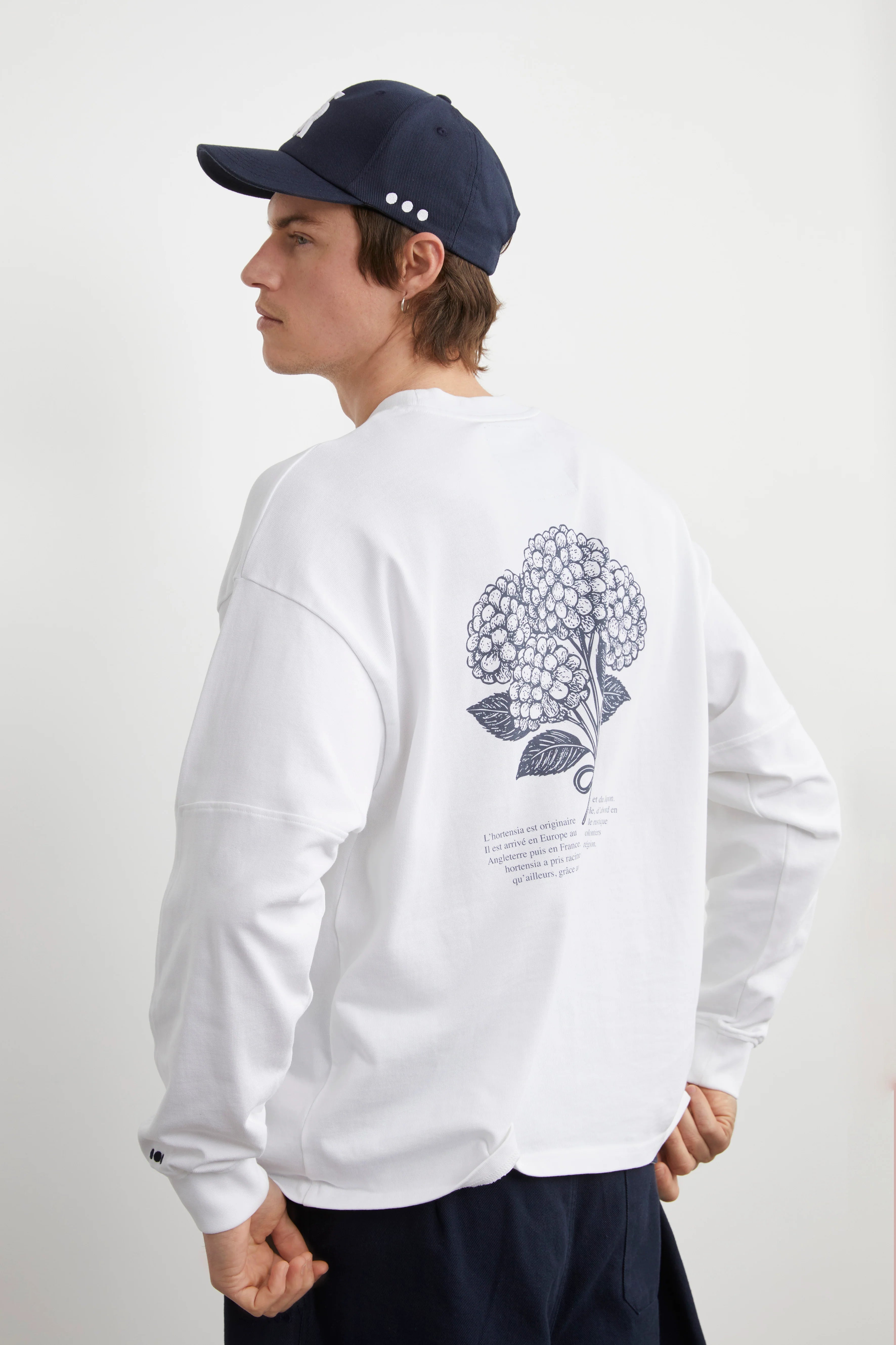 T shirt manches longues blanc hortensia