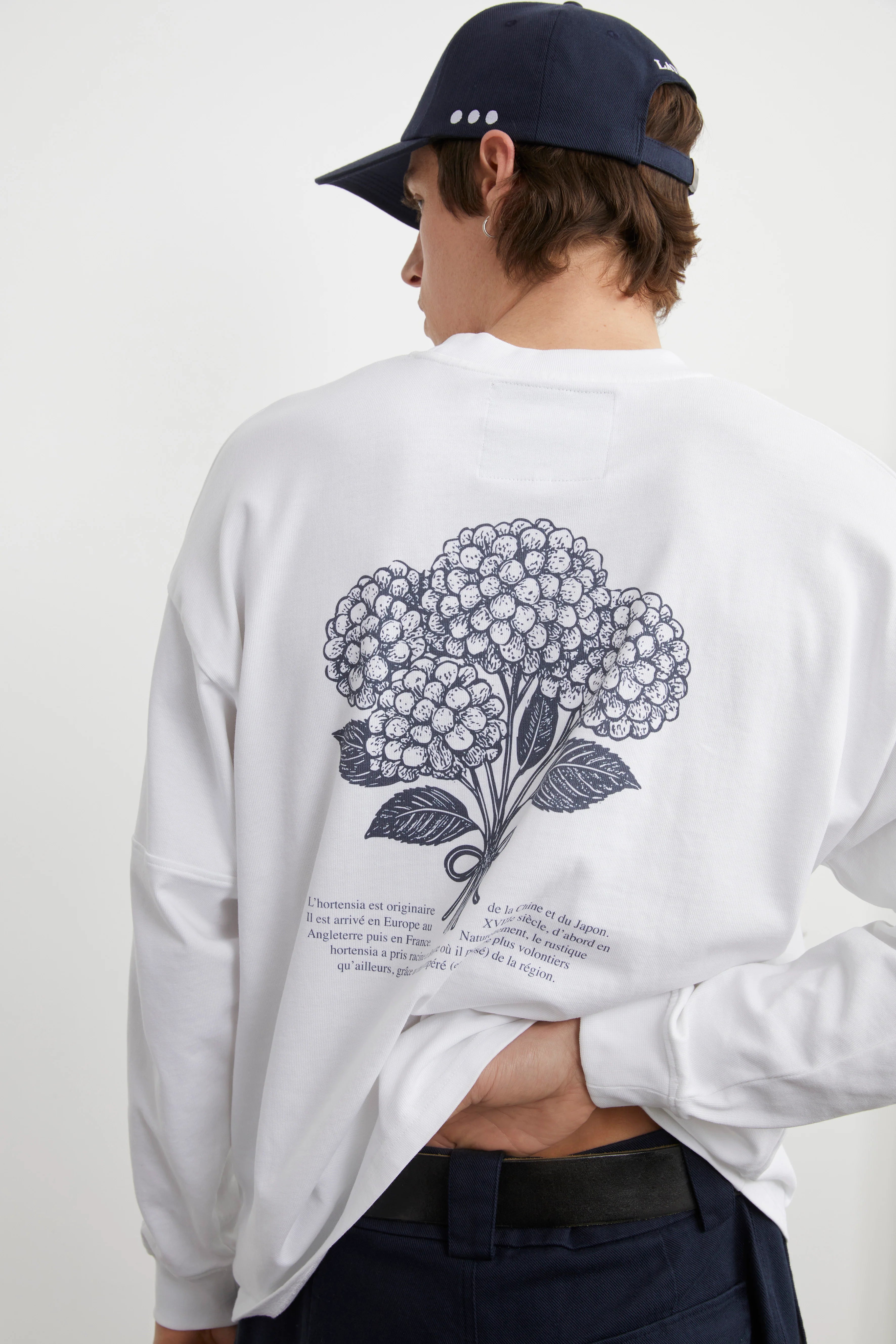 T shirt manches longues blanc hortensia