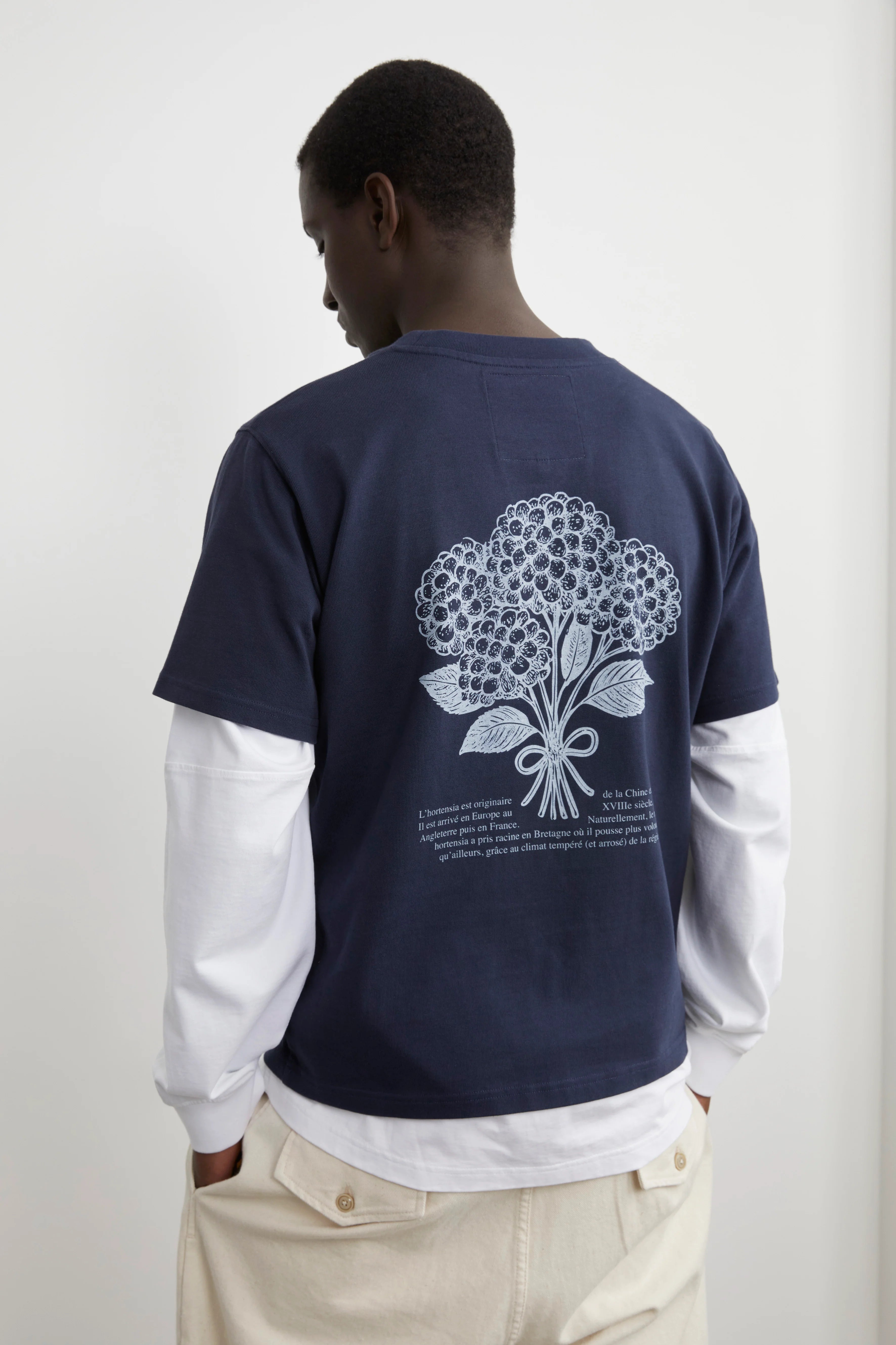 T shirt marine hortensia