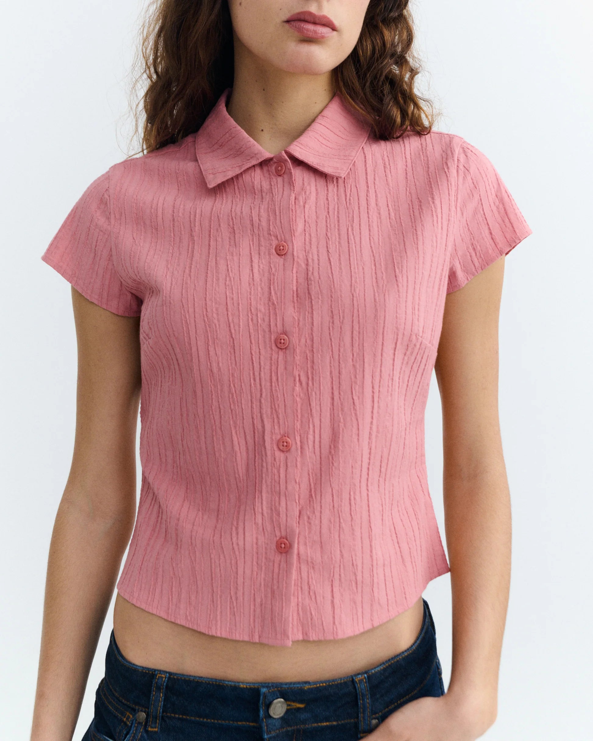 Kitty blouse rosette pink