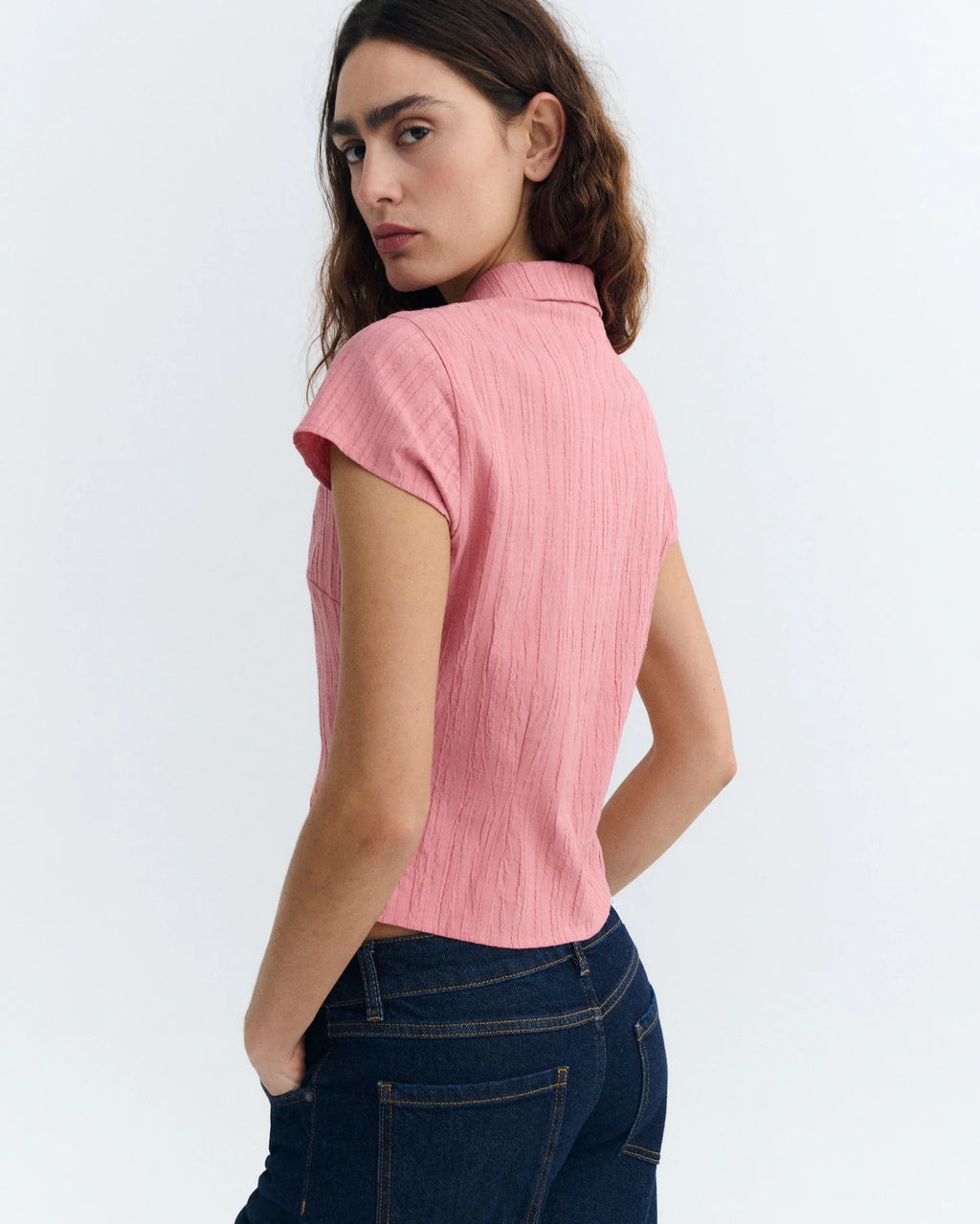 Kitty blouse rosette pink