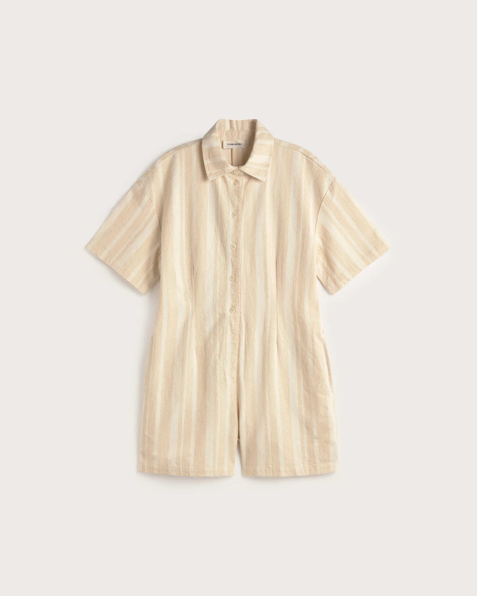 Roberta raw dappled stripes jumpsuit ecru