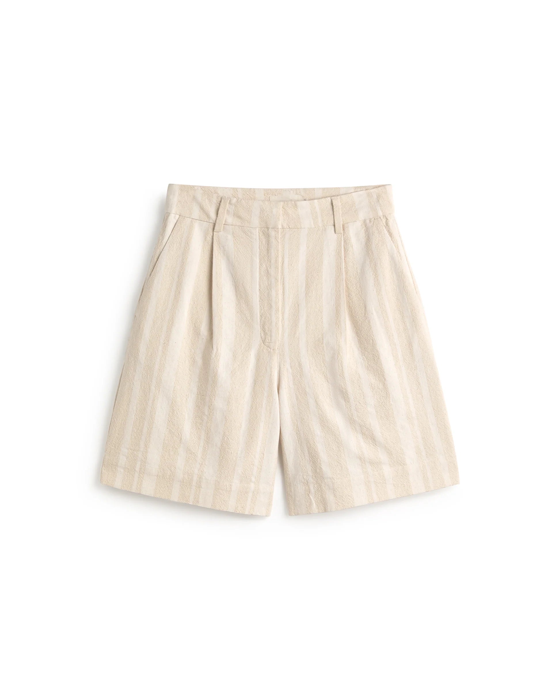 Lia raw dappled stripes shorts ecru