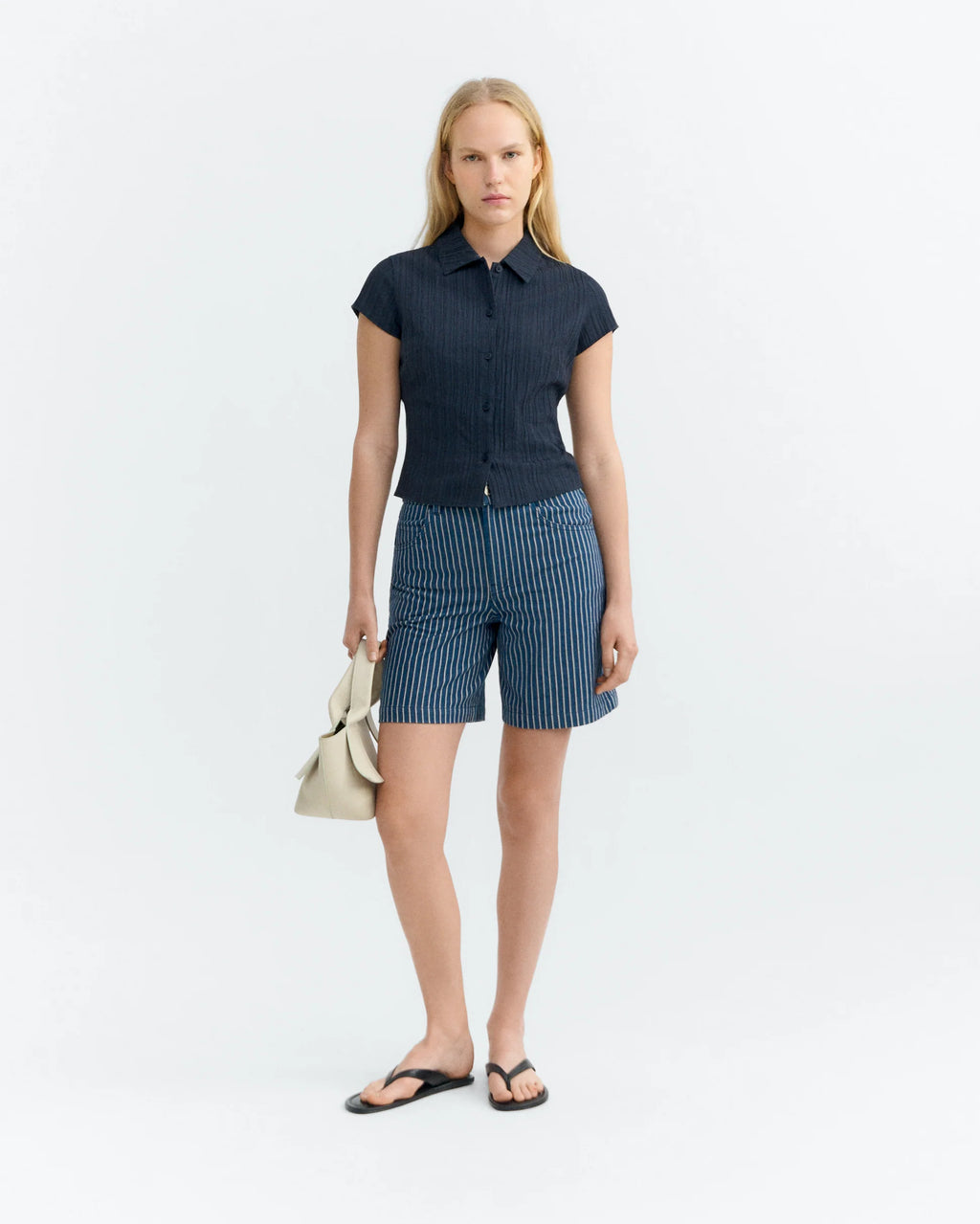 Luisa railway stripes shorts