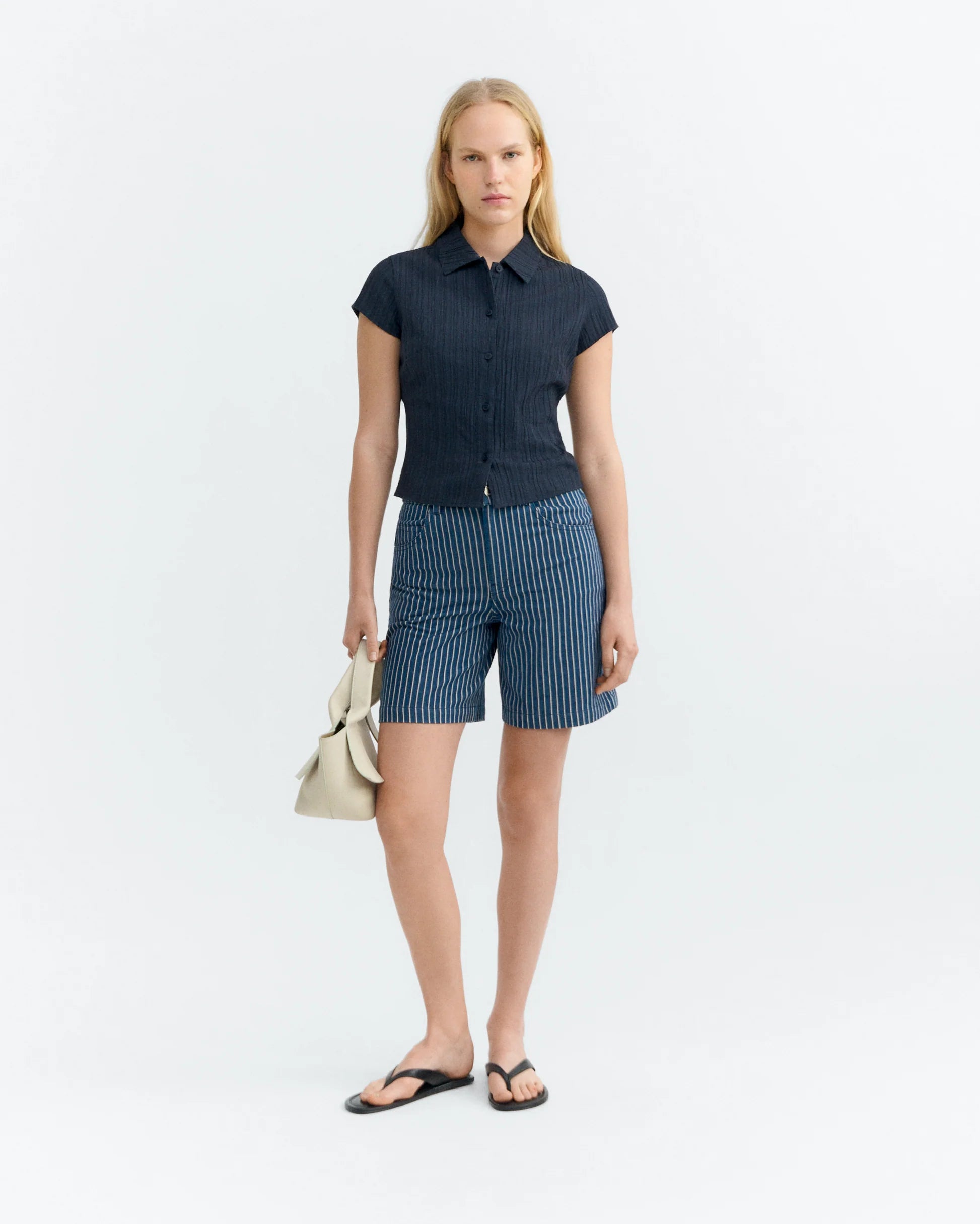 Luisa railway stripes shorts