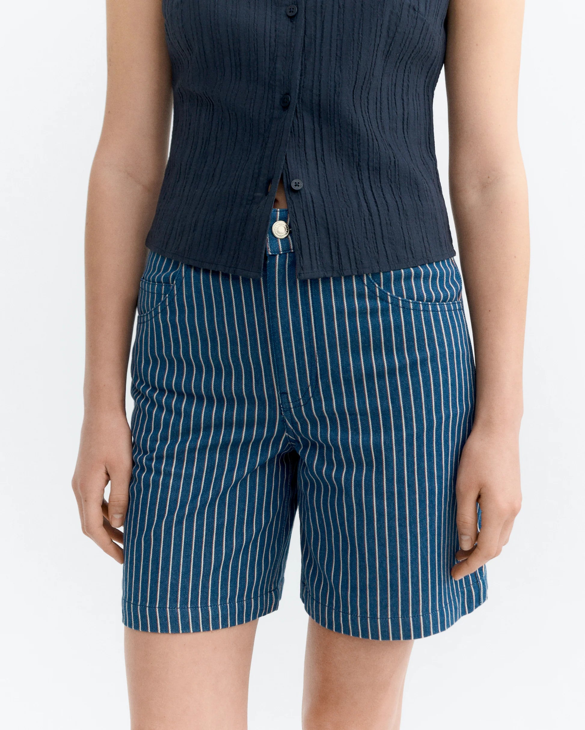 Luisa railway stripes shorts