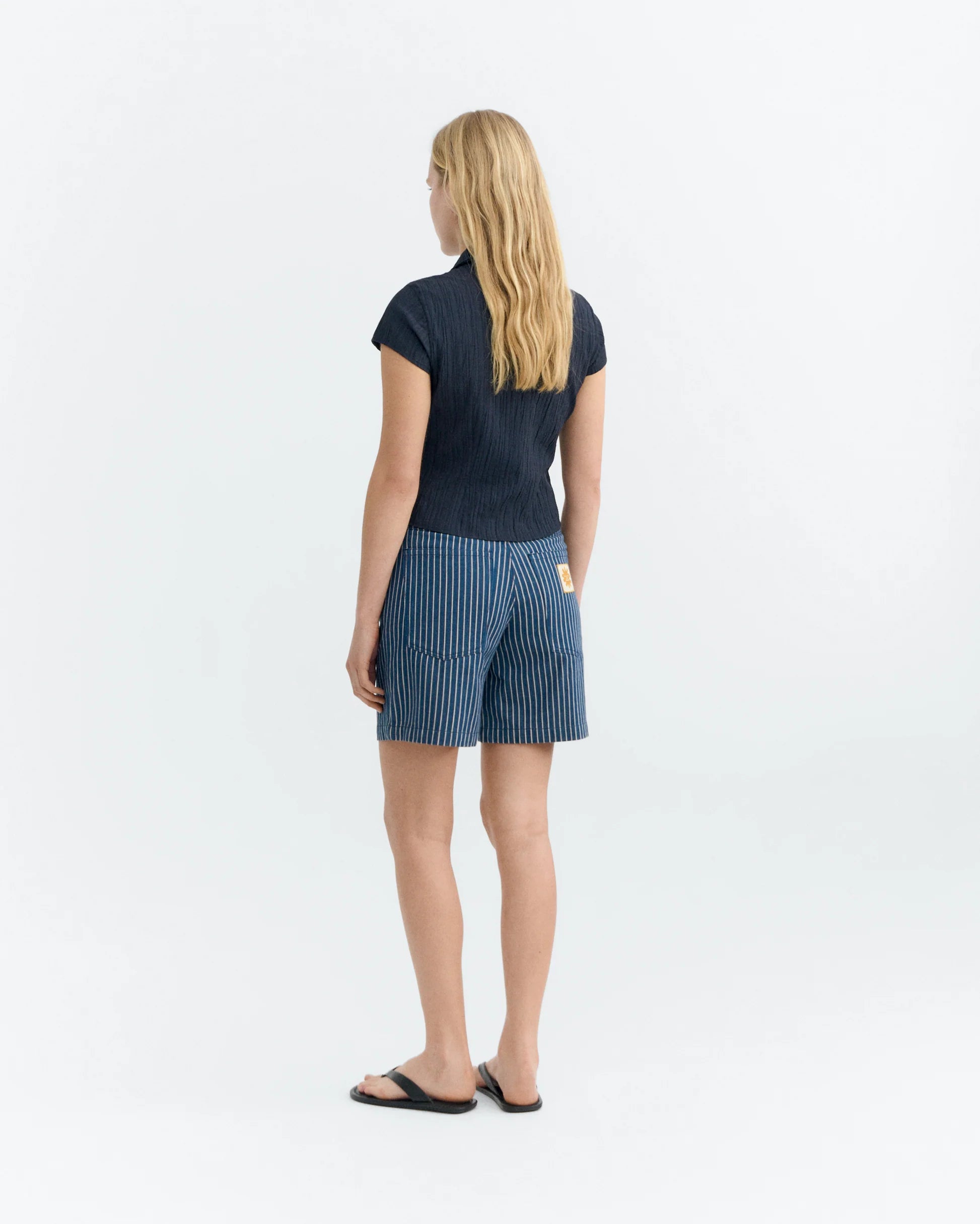 Luisa railway stripes shorts
