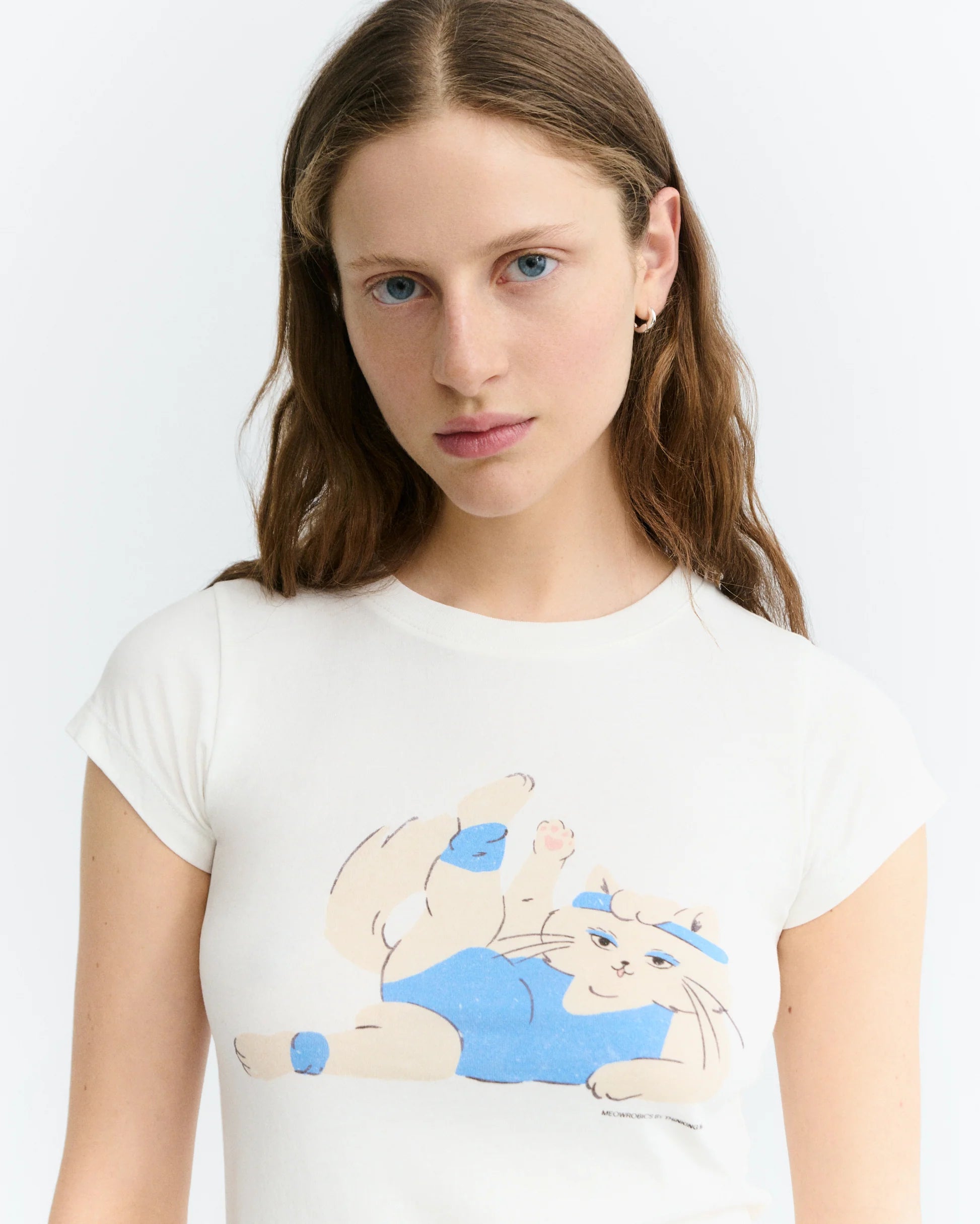 Meowrobics white myrna tee