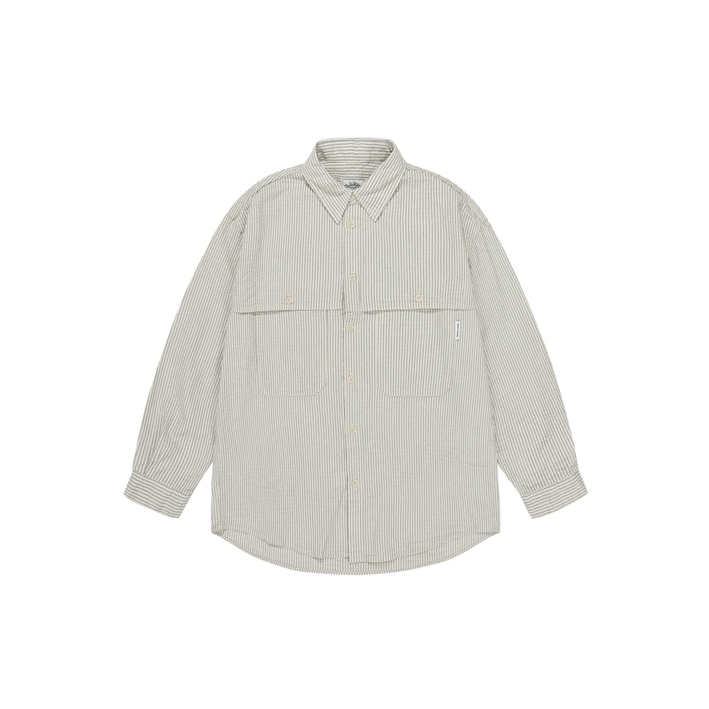 Stripe pocket work shirt ivory