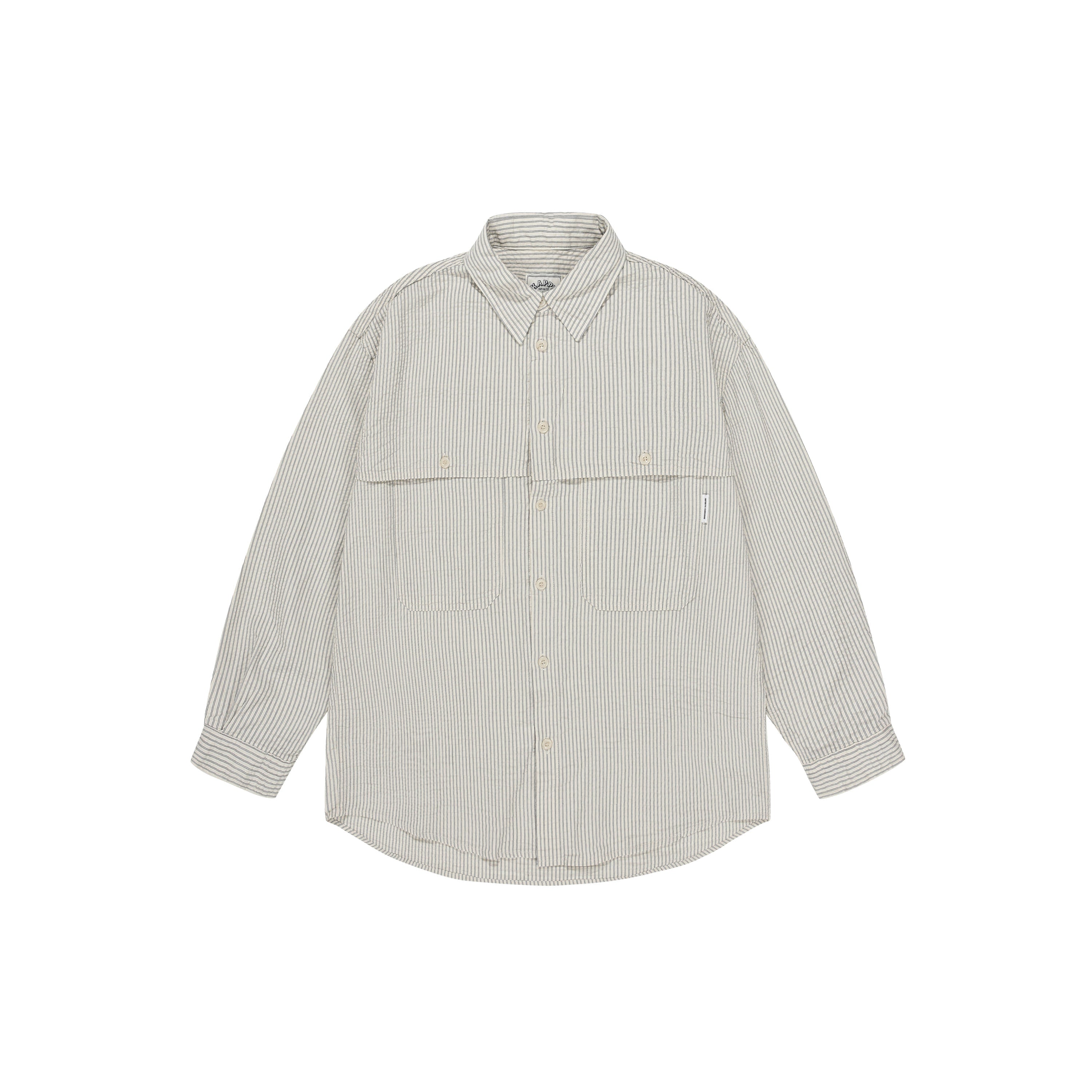 Stripe pocket work shirt ivory