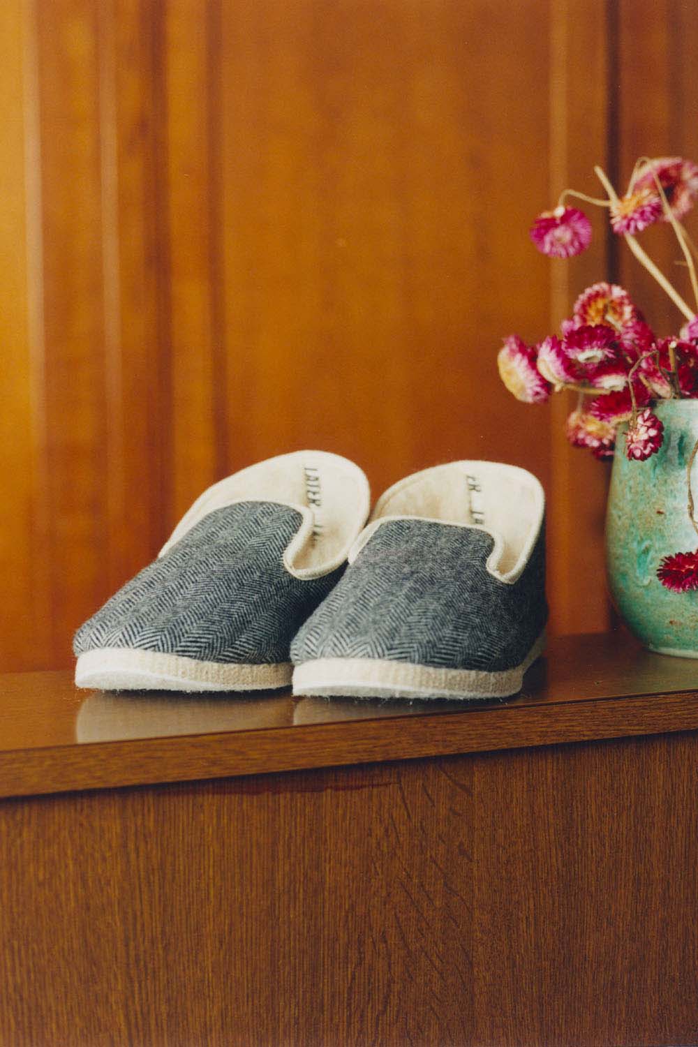 Charentaises chevrons gris