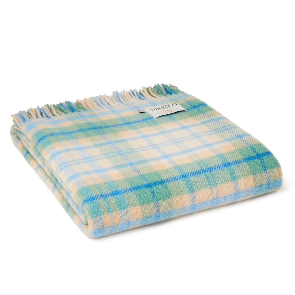 Plaid laine vierge bleu