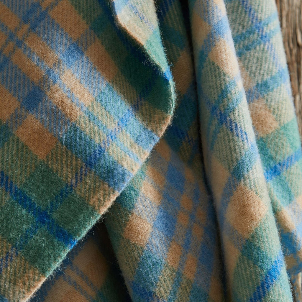 Plaid laine vierge bleu