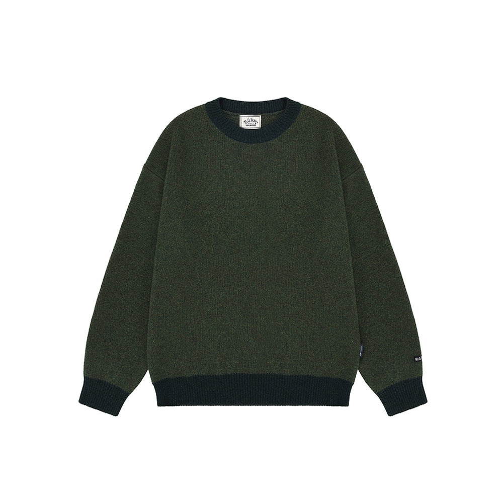 Ringer round wool knit green