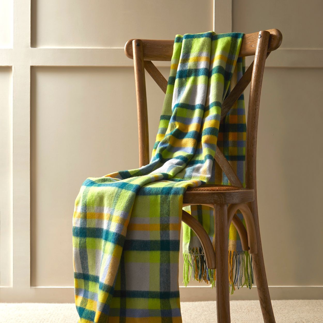 Plaid laine vierge vert