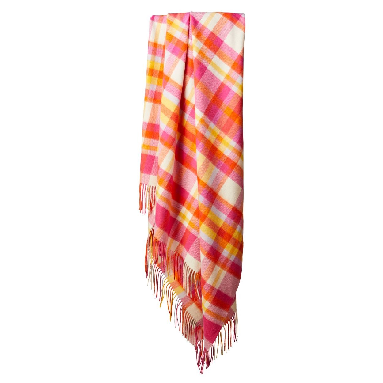 Plaid laine vierge rose