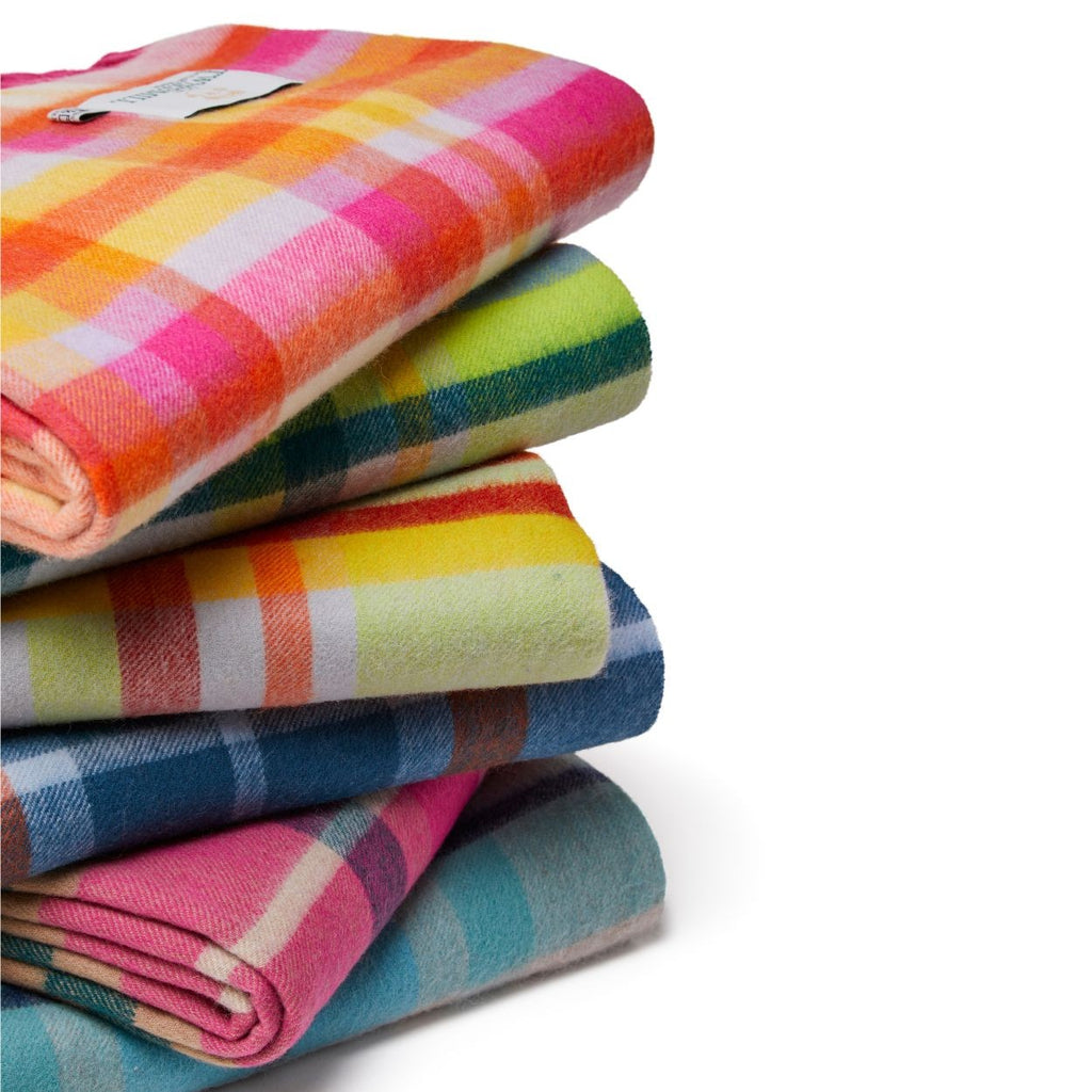 Plaid laine vierge rose