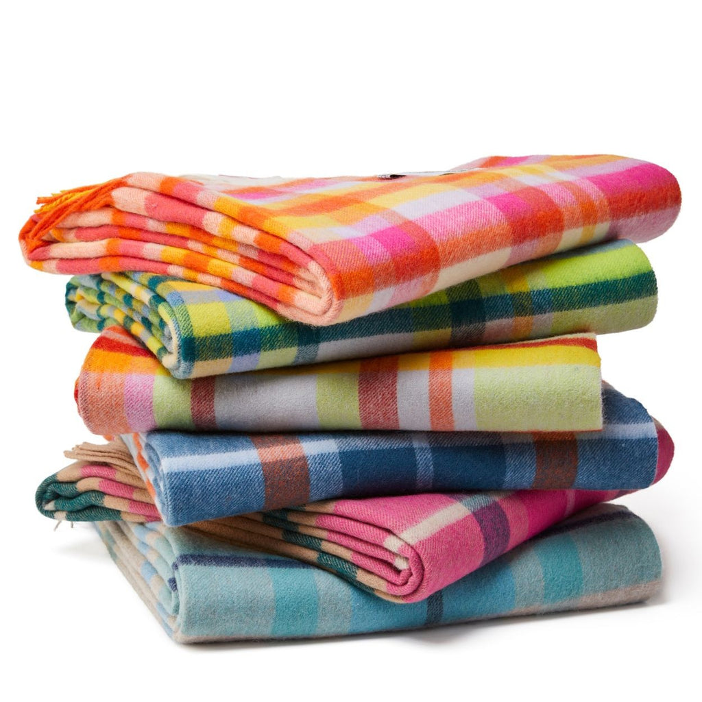 Plaid laine vierge rose