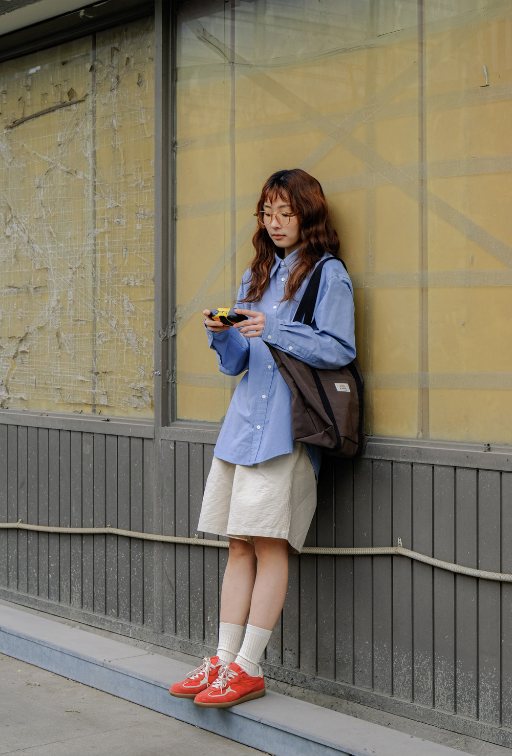 Wide cn half pants cream