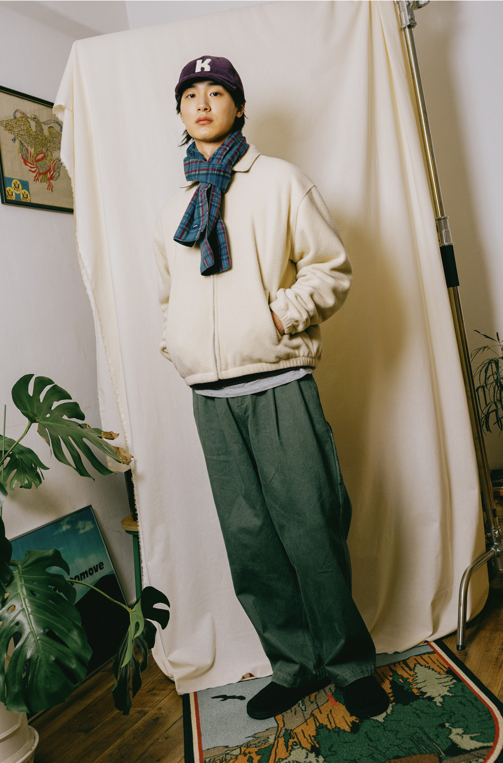 Fleece bomber jacket cream