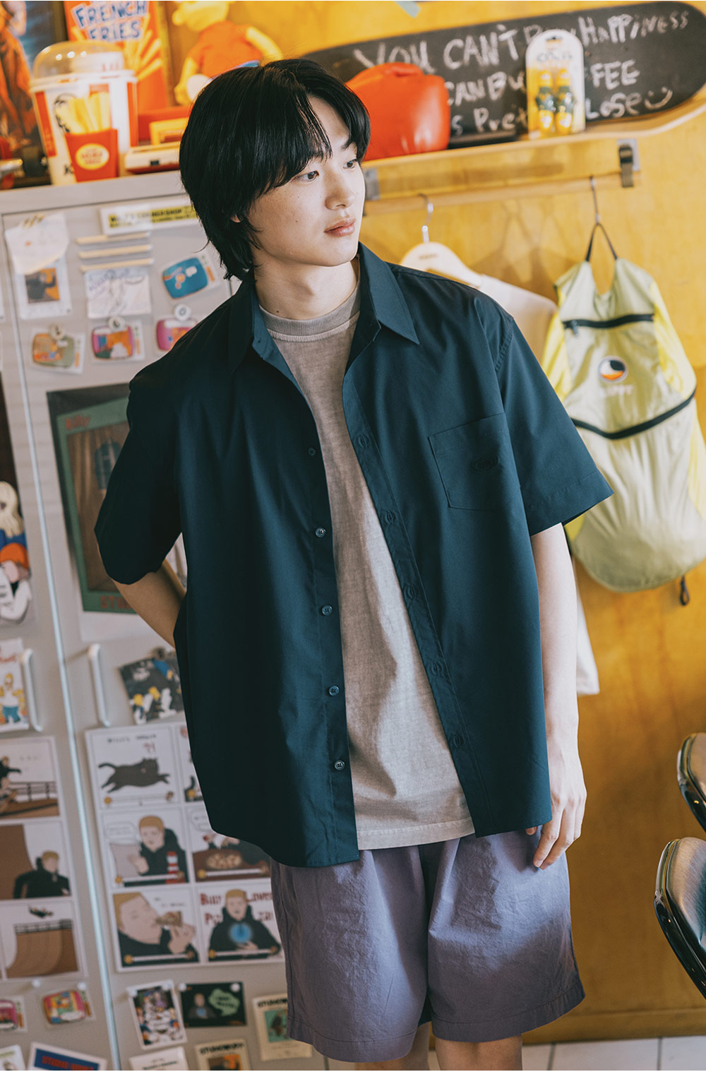 Two tuck wide half pants purple