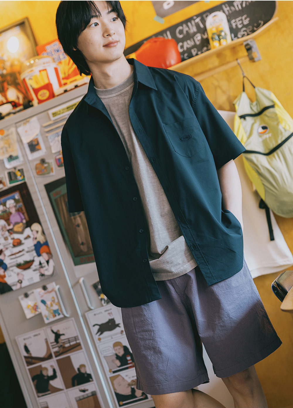 Two tuck wide half pants purple