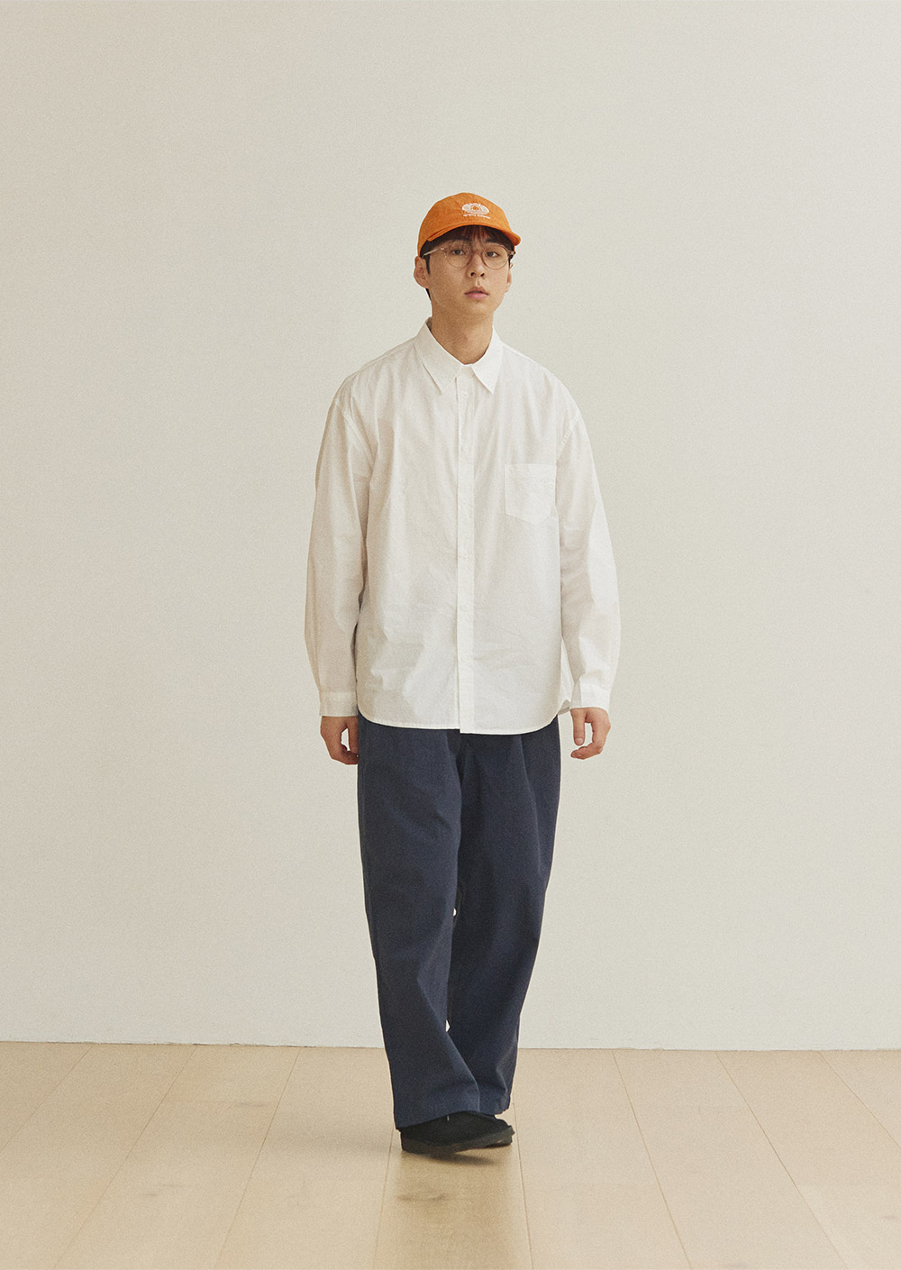 Two tuck wide cn pants navy