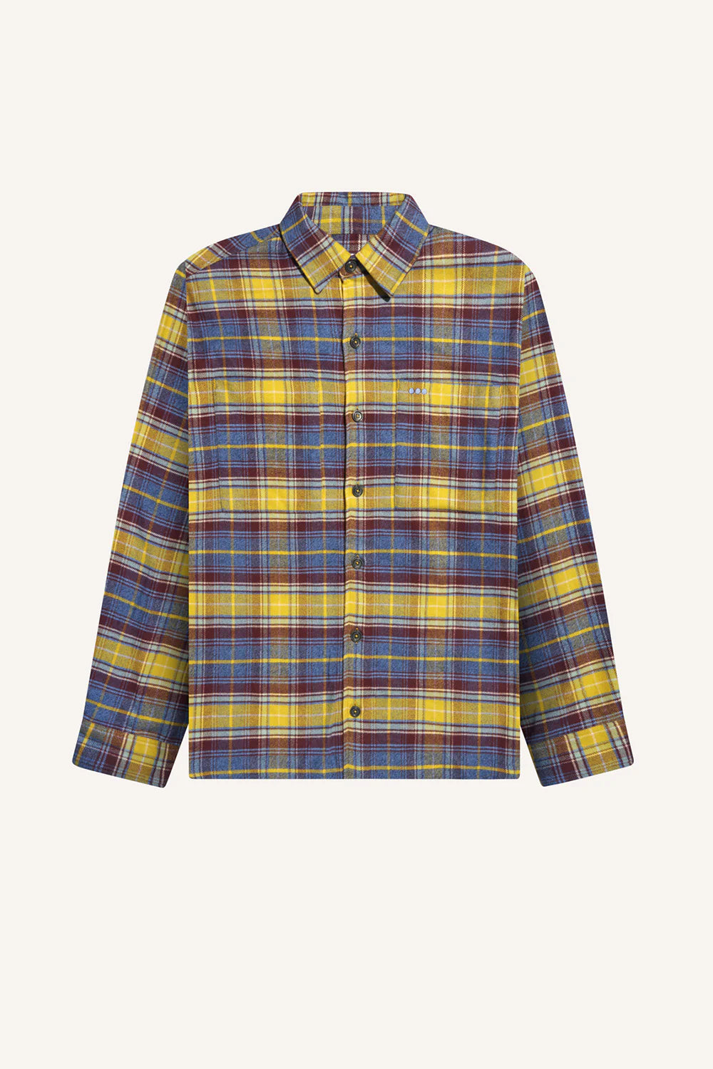 Surchemise casual tartan bleu jaune brun