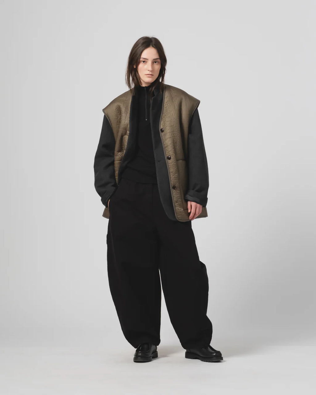 Ridge Vest Piumino Nylon Fossil Green / Off White